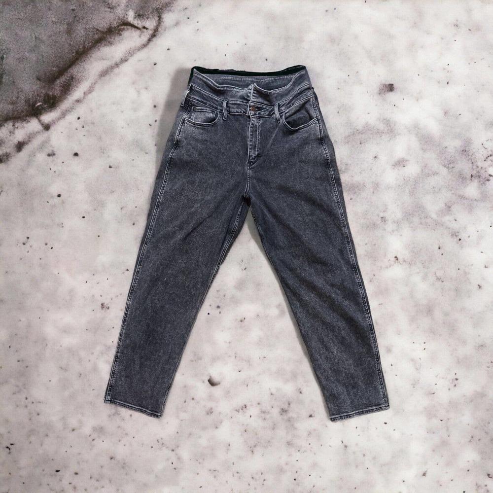 Hollister Ultra High Rise Mom Jean Black Gray Size 13R Paper Bag Vintage Stretch